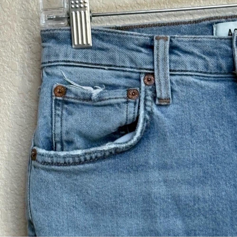 AGOLDE‎ Willow Mid Rise Slim Straight Raw Hem Jeans Light Wash 25 - Picture 3 of 9